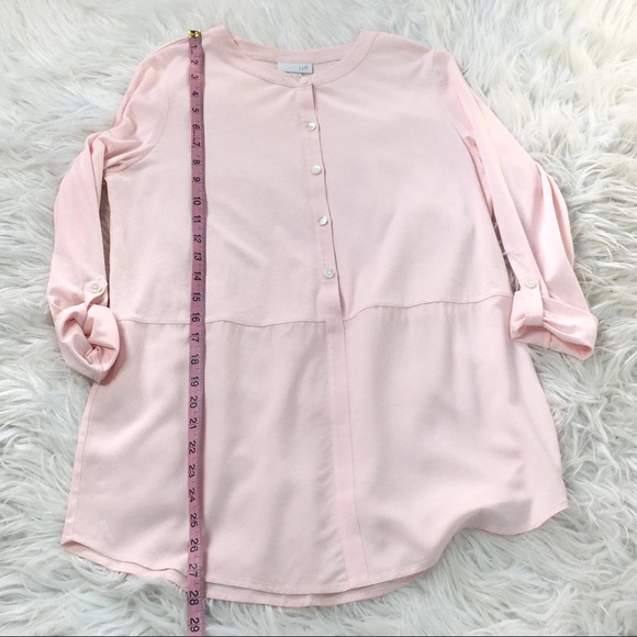 J. Jill Pink Button Tab Sleeve Round Neck Tunic XS - Picture 6 of 9